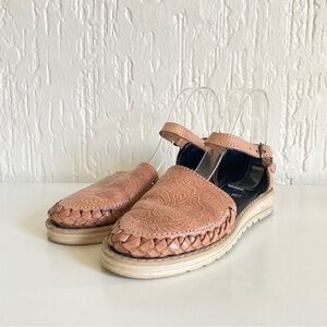 Don Porfirio Tan Leather Sandals with Ankle Strap Size 7